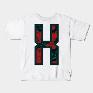 Modern Rose Floral Initial Name Alphabet - Letter X Kids T-Shirt